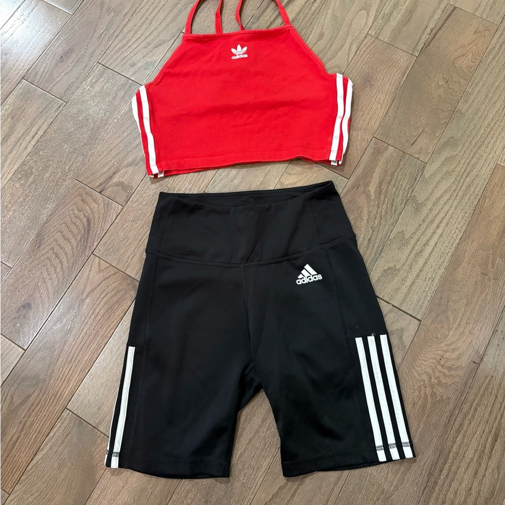 Adidas Red and Black Athletic Set